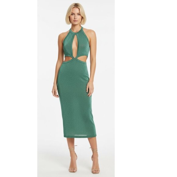 Suboo Aylish Halter Midi Dress Large Green NWT - Picture 1 of 9